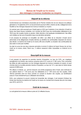 Projet de Loi de Finances pour 2015