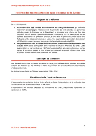 Projet de Loi de Finances pour 2015
