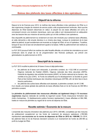 Projet de Loi de Finances pour 2015