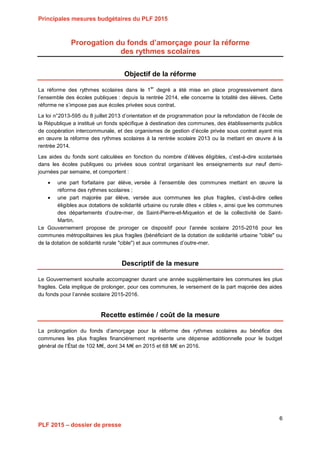 Projet de Loi de Finances pour 2015