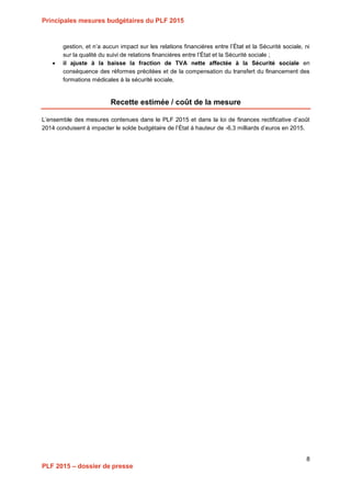 Projet de Loi de Finances pour 2015