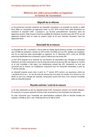 Projet de Loi de Finances pour 2015