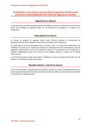 Projet de Loi de Finances pour 2015