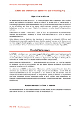 Projet de Loi de Finances pour 2015
