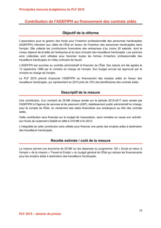 Projet de Loi de Finances pour 2015