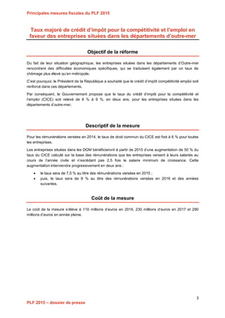 Projet de Loi de Finances pour 2015