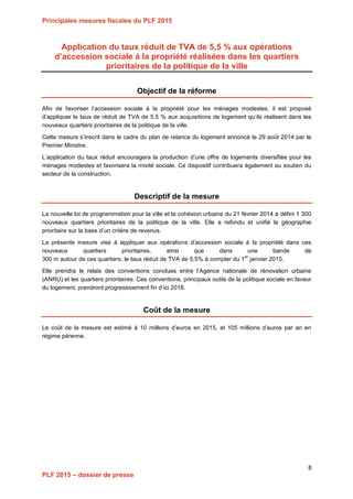 Projet de Loi de Finances pour 2015