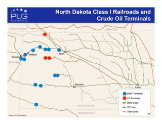 37
North Dakota Class I Railroads and
Crude Oil Terminals
Map by PLG Consulting
37
 