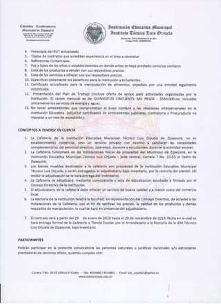 Pliego cafetería 2019