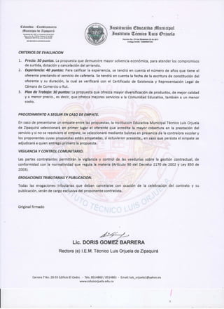 Pliego cafetería 2019