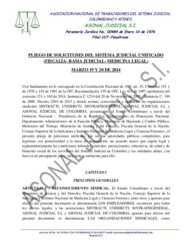 Pliego de peticiones de los judiciales unificado marzo 19 