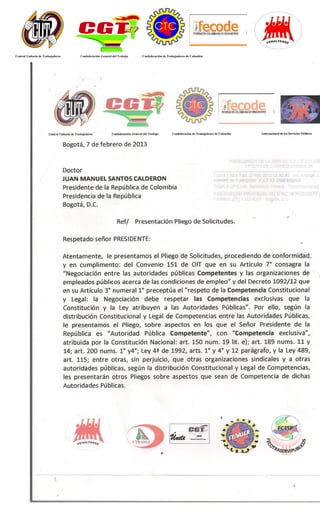 Central Unitaria de Trabajadores   Confederación General del Trabajo   Confederación de Trabajadores de Colombia




                                                                                                                   1
 