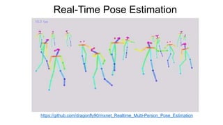 Real-Time Pose Estimation
https://github.com/dragonfly90/mxnet_Realtime_Multi-Person_Pose_Estimation
 