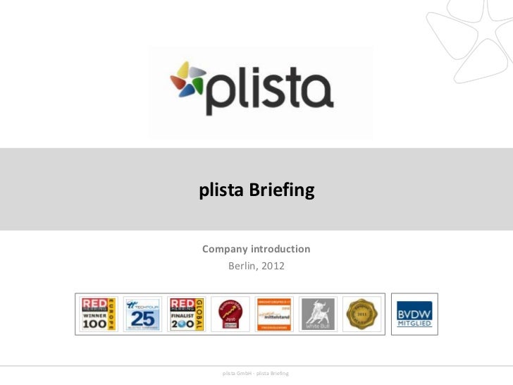 Plista Presentation Briefing