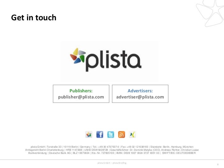 Plista Presentation Briefing