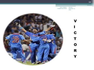 Monday,
September 15,
2014
NON-VERBAL
COMMUNICATION
12
V
I
C
T
O
R
Y
 