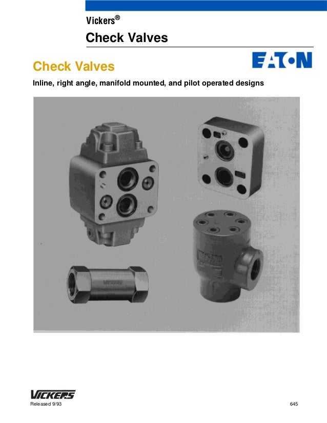 Nomenclature of check valves by vickers, eaton