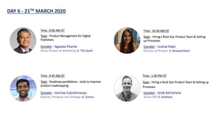 Product Lessons Learned Conference 2020 agenda | PDF