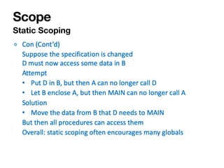 Scope
Static Scoping
 
