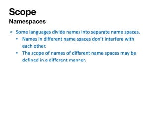 Scope
Namespaces
 