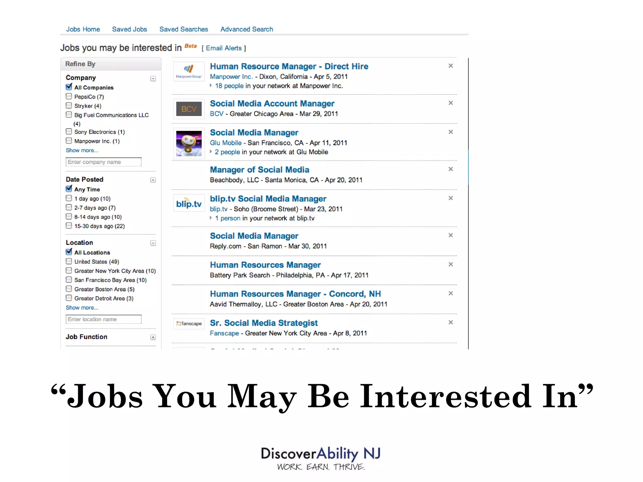 “ Jobs You May Be Interested In” 