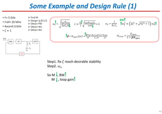 42
Some Example and Design Rule (1)
BW
Step1. fix ߞ reach desirable stability
Step2. ߱݊
So M , BW
M , loop gain
 