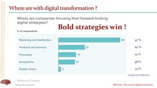 Wherearewith digital transformation ?
McKinsey: The case for digital reinvention
47 %
60 %
52 %
48 %
43 %
Average level of digitization
Bold strategies win !
 
