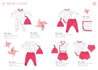 49NEW LOOK
ART. 9013
Set saquito, medio osito y gorrito.
Talles: 0 - 1 - 3.
Colores: frutilla - marino.
ART. 9010
Set enterito pañalero
(apertura en el frente) y gorrito.
Talles: 0 - 1 - 3.
Colores: frutilla - marino.
ART. 4214
Jersey estampado
multicolor.
ART. 9209
Set body francés, short y bandana.
Talles: 0 - 1 - 3 meses.
Colores: frutilla - marino.
ART. 9210
Batita cruzada, short y gorrito.
Talles: 0 - 1 - 3 meses.
Colores: frutilla - marino.
ART. 9007
Set body francés, medio osito y gorrito.
Talles: 0 - 1 - 3 meses.
Colores: frutilla - marino.
ART. 9008
Set batita cruzada,
medio osito y gorrito.
Talles: 0 - 1 - 3 meses
Colores: frutilla - marino.
 