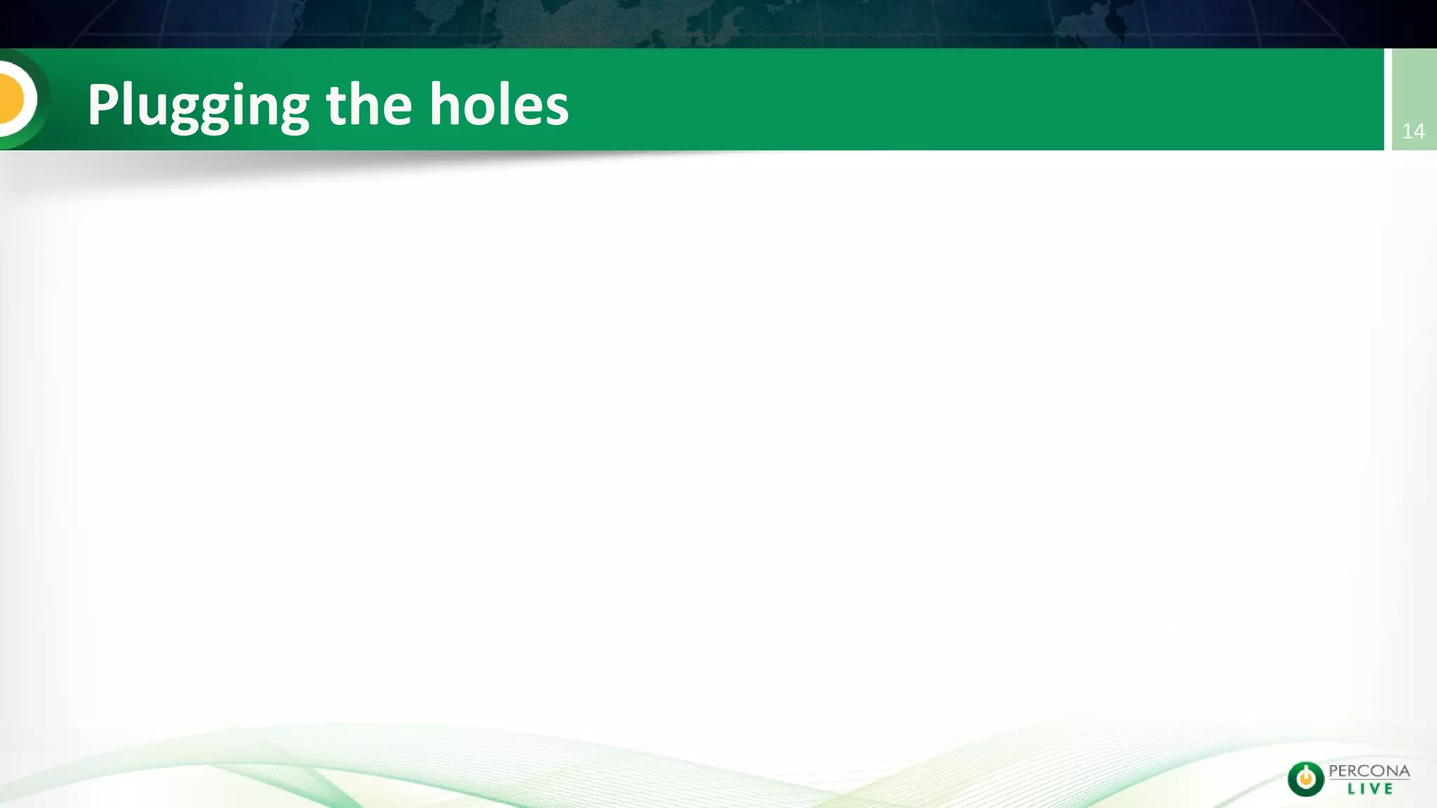 Plugging the holes 14
 