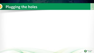 Plugging the holes 14
 