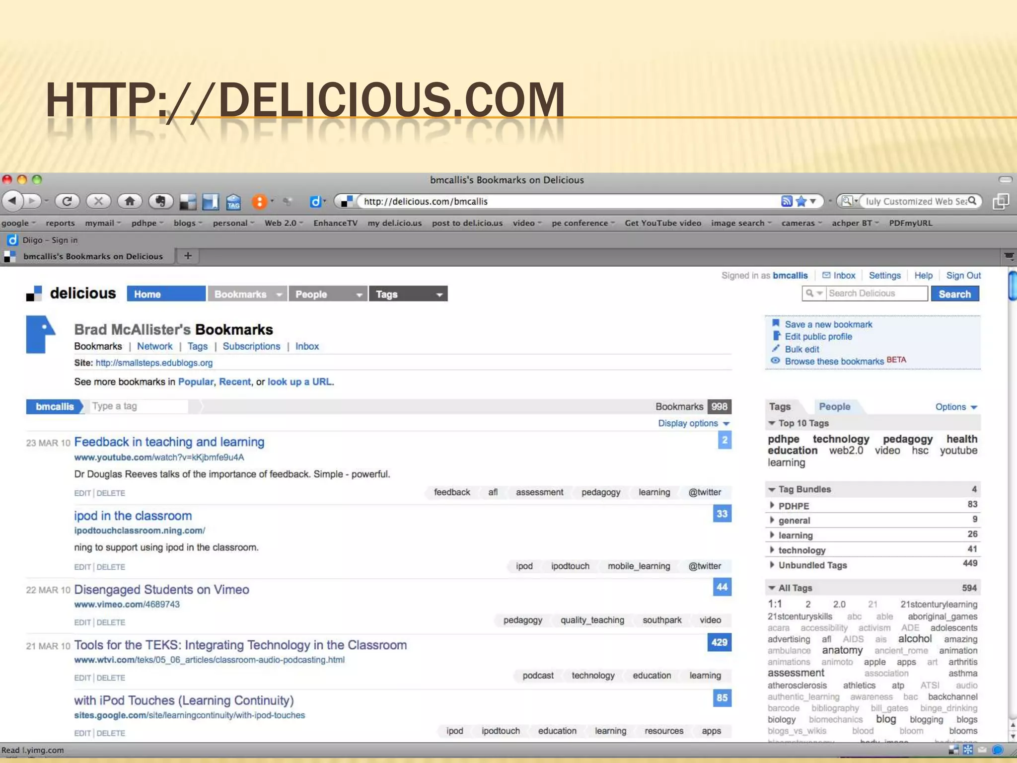 HTTP://Delicious.comSocial bookmarking