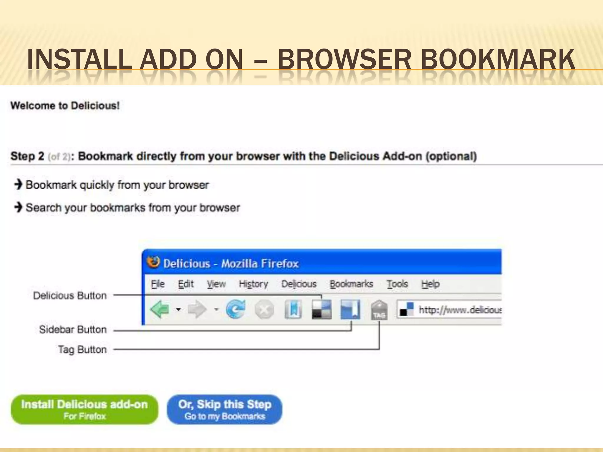 Install add on – browser bookmark