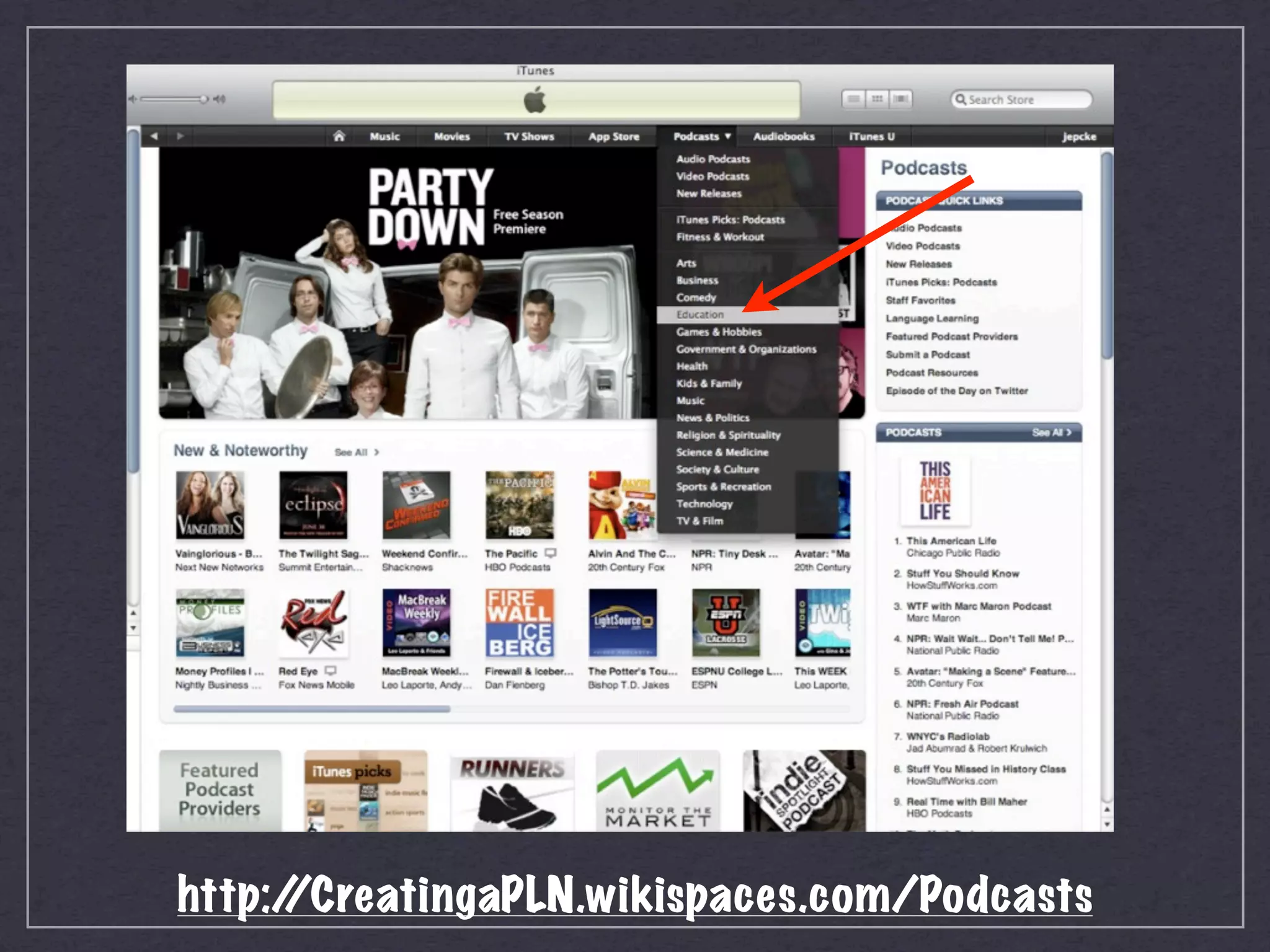 http:/
     /CreatingaPLN.wikispaces.com/Podcasts
 
