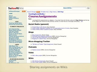 Sharing assignments on Wikis
 