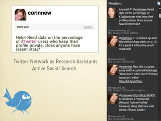 Twitter Network as Research Assistants
         Active Social Search
 