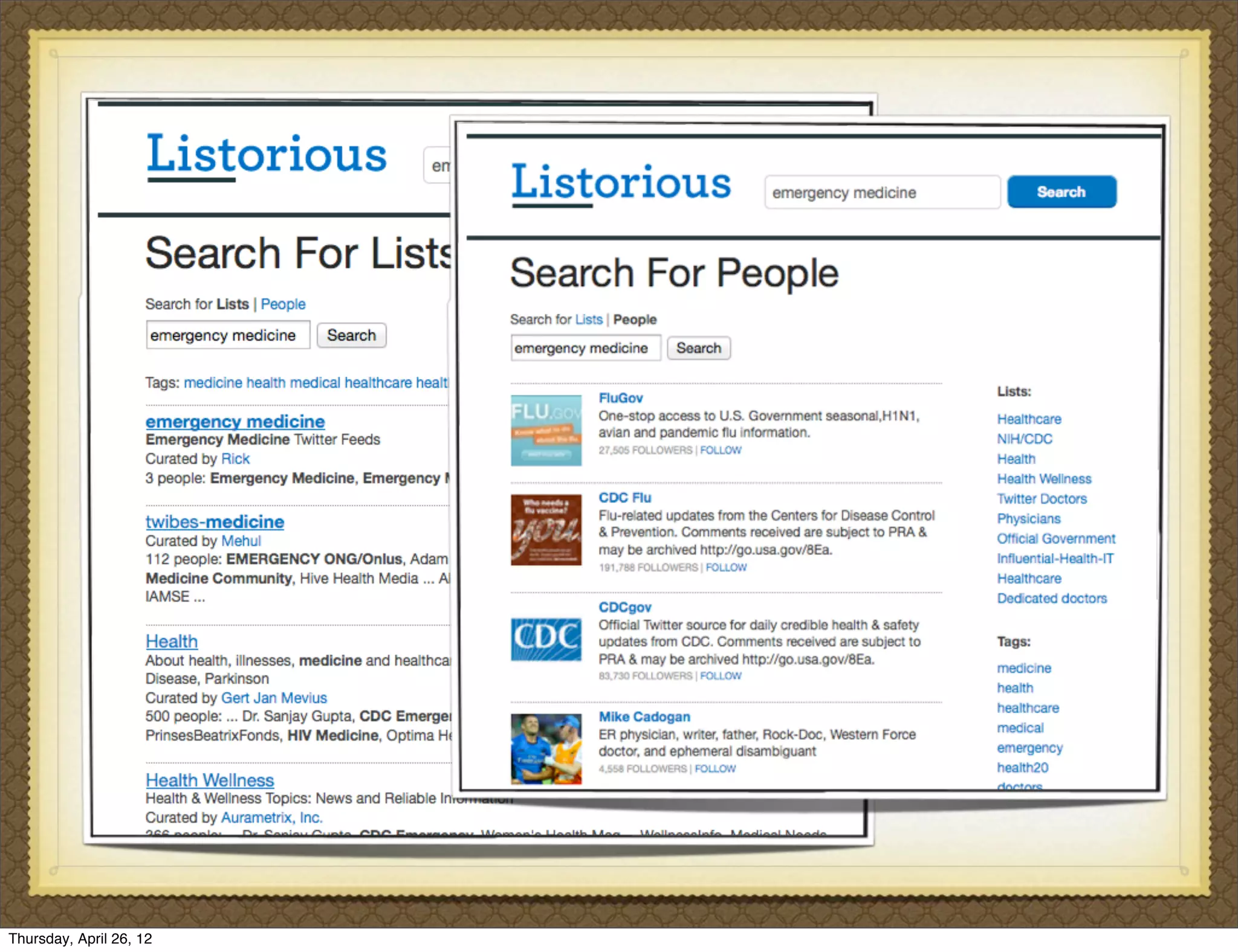 Thursday, April 26, 12
 