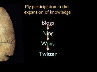 My participation in the  expansion of knowledge Blogs Ning Wikis Twitter 