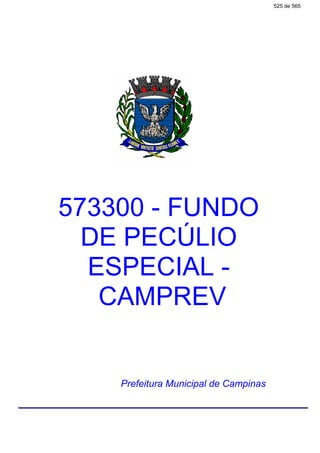 573300 - FUNDO
DE PECÚLIO
ESPECIAL -
CAMPREV
Prefeitura Municipal de Campinas
525 de 565
 