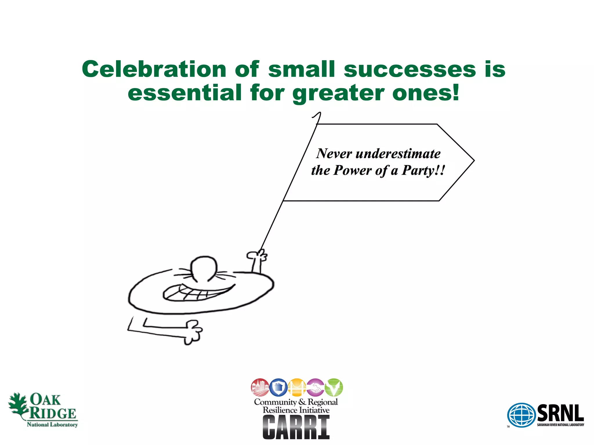 Celebration of small successes is
   essential for greater ones!
 