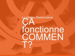 Le réseau Sherbrookois

ÇA
fonctionne
COMMEN
T?
RÉSEAUTER
EFFICACEMENT

à l’aide des outils web d’aujourd’hui

 