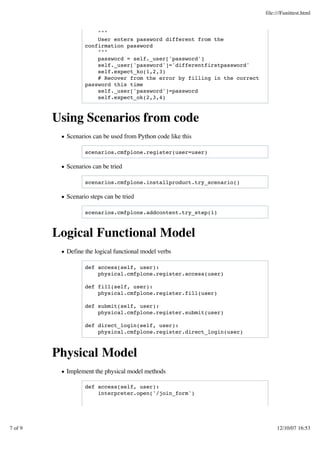Plone Conference 2007: Acceptance Testing In Plone Using Funittest - Maik Röder