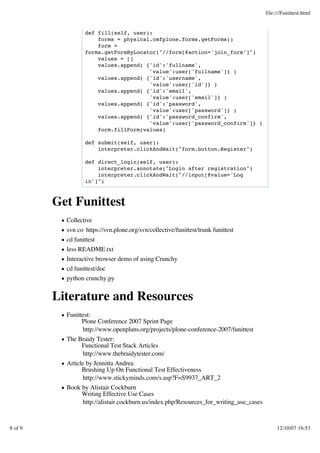 Plone Conference 2007: Acceptance Testing In Plone Using Funittest - Maik Röder