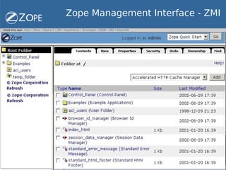 Zope Management Interface - ZMI
 