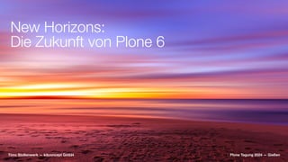 Plone Tagung 2024 — Gießen
Timo Stollenwerk — kitconcept GmbH
New Horizons:
Die Zukunft von Plone 6
 