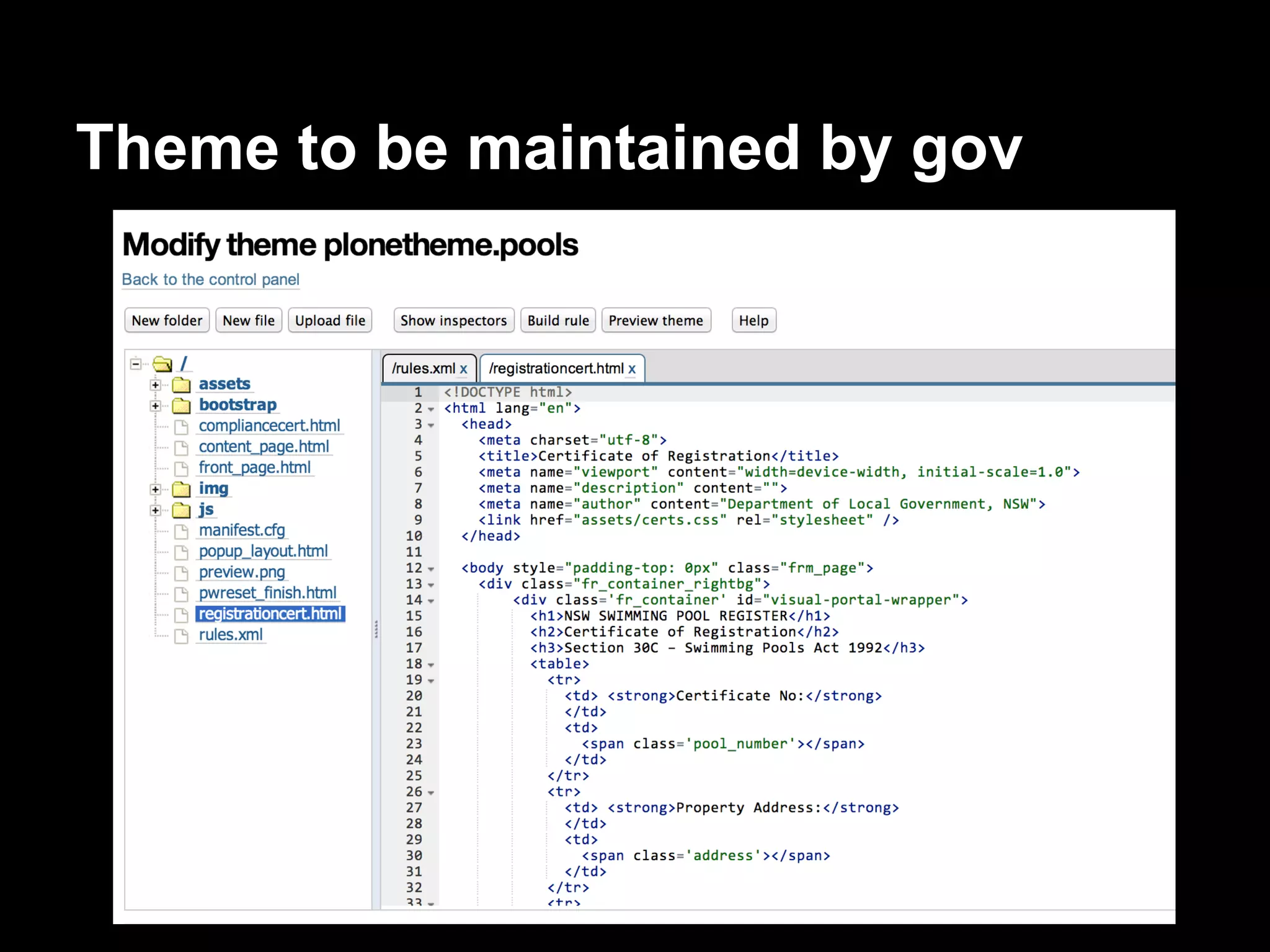 Theme to be maintained by gov
 