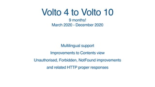 Huge improvements in extensibility
Nilesh Gulia talk: Volto: A journey towards personalisation


Tuesday - 16:50
Volto 4 t...