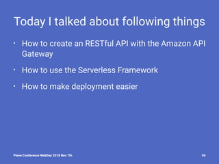 Build a RESTful API with the Serverless Framework | PDF