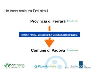 Un caso reale tra Enti simili

                    Provincia di Ferrara


           Intranet / DMS / Gestione atti / Sist...