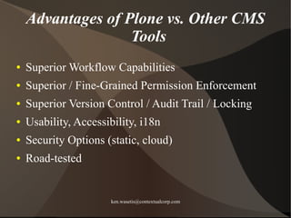 Plone in Government - Ken Wasetis -ContextualCorp.com