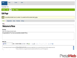 DEMO
http://ploud.net
http://plone.org/products/plonetheme.earthlingtwo
 
